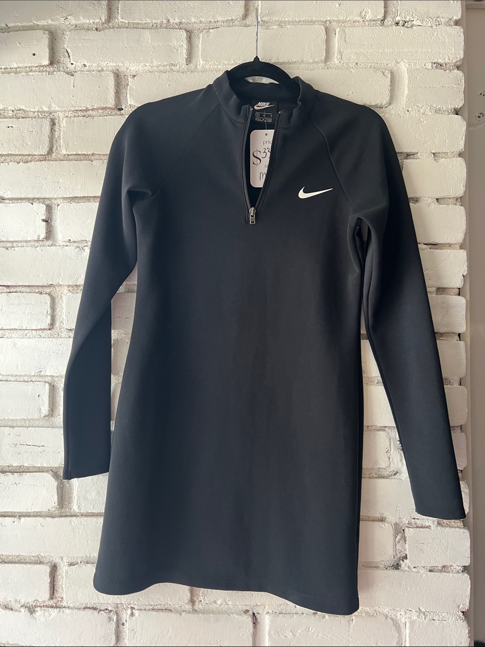 Nike Black Long-Sleeve Quarter-Zip Tunic with White Swoosh